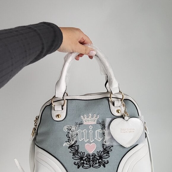 Juicy Couture Denim & White Satchel • Brand New • Crossbody/Top Handle - Picture 3 of 11